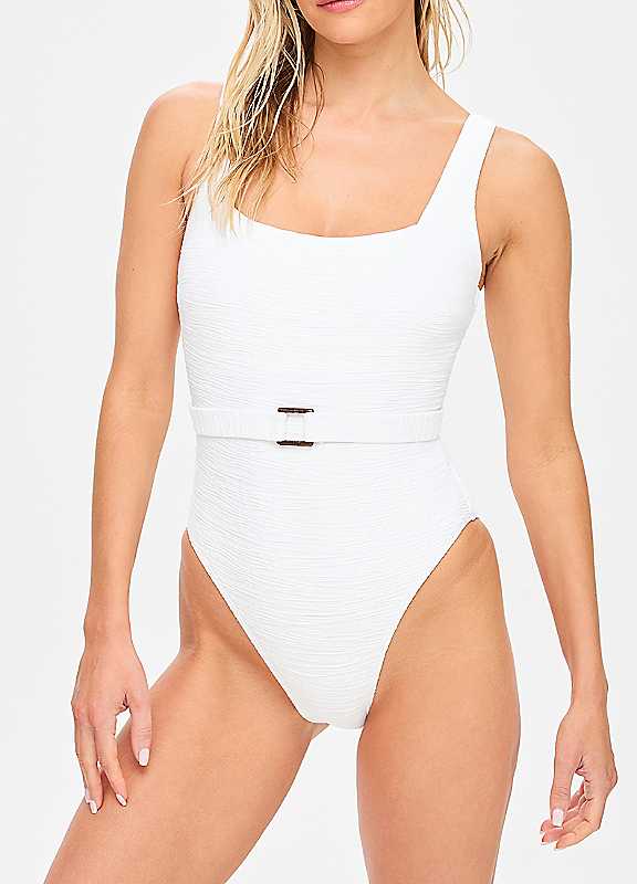 Kbx White Swim Crinkle Swimsuit Size 18