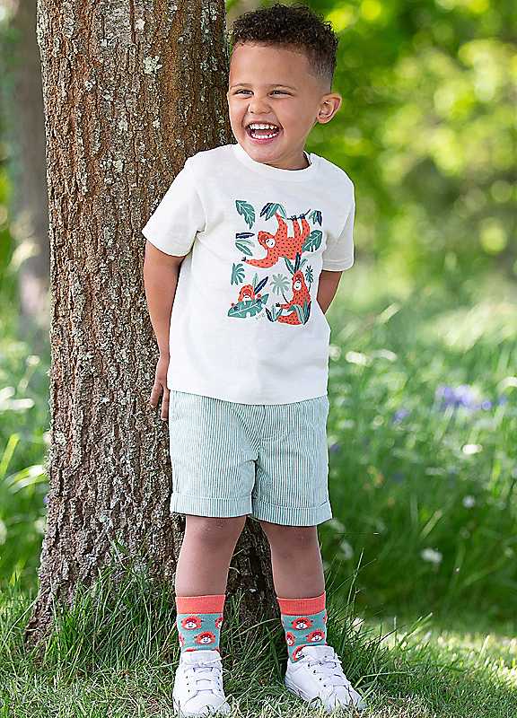 Kite Green Kids Ticking Cotton Shorts