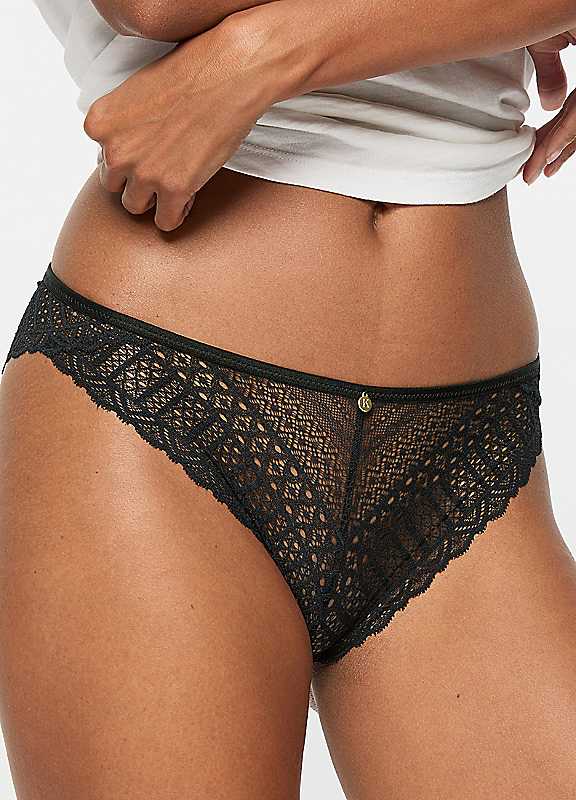 Knickerbox Black Lace High Leg Brief Knickers - Pack Of 3, 18 - Image 4
