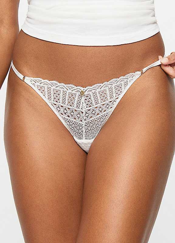 Knickerbox White Geometric Lace Thong - Pack Of 3, 8 - Image 3