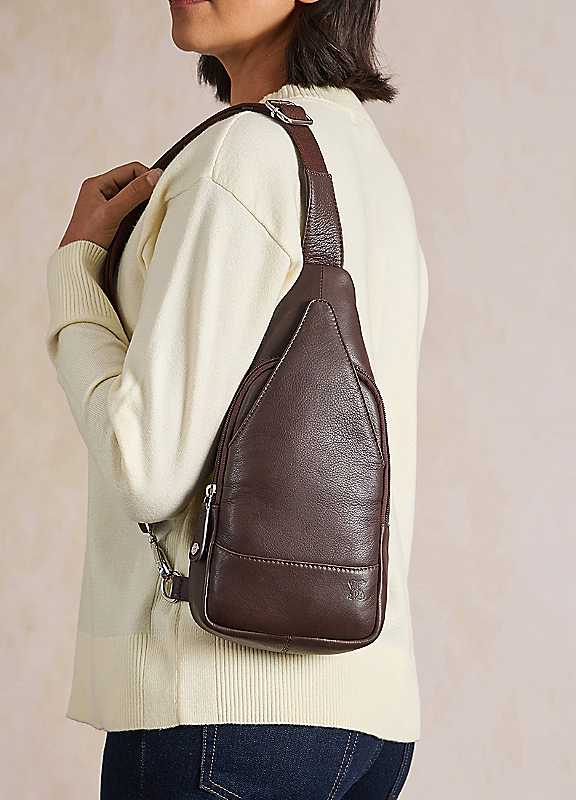 Lakeland Leather Women's Chocolate 'Langham' Sling Backpack In - Image 7