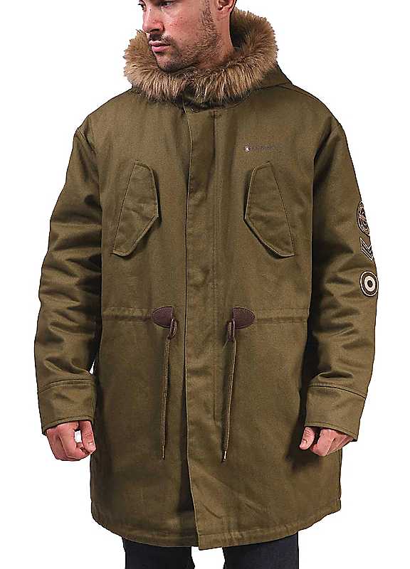 Joom Lambretta Men's Khaki/Green Cotton Canvas Parka Cm - Image 4