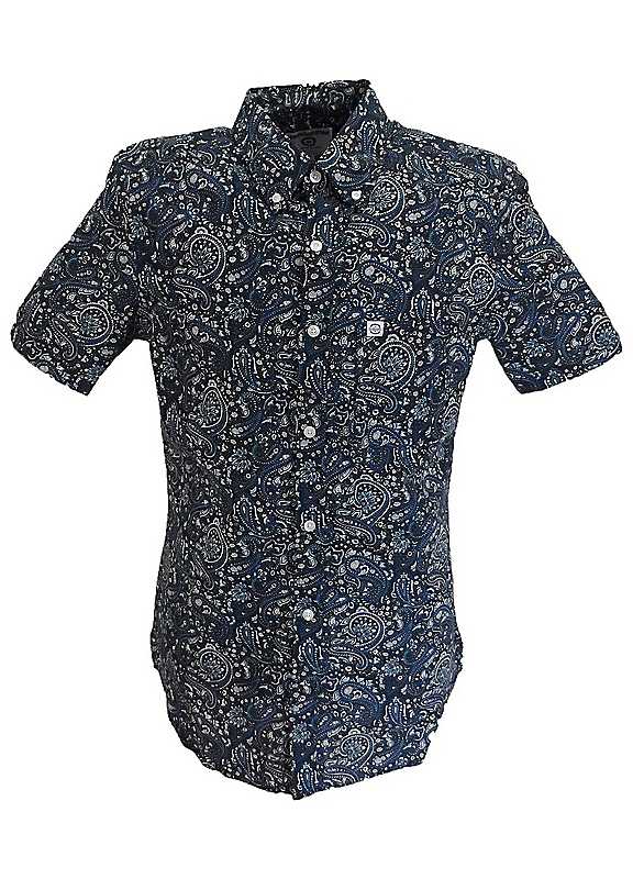 Lambretta (M, Black/Grey/Blue) Mens Paisley Shirt - Image 2