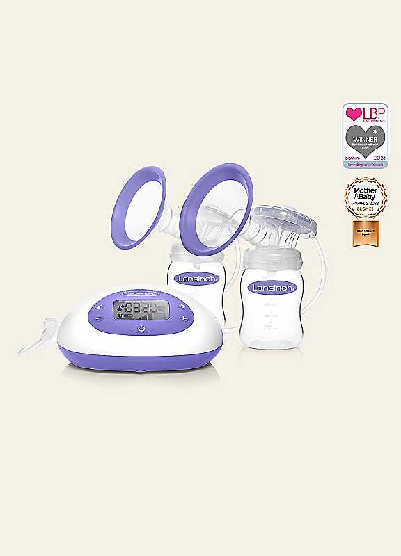 LANSINOH 2 in 1 Electric Breast Pump - Double Pump -BPA BPS Free -White & Purple - Image 8