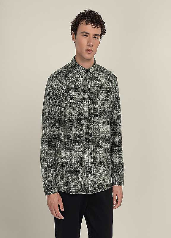 Dragor Mens Shadow Check Jersey Casual Overshirt - - Image 3
