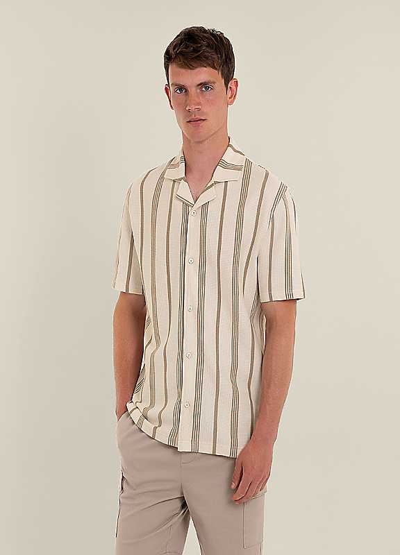 Hannes Mens Waffle Stripe Short Sleeve Shirt - - Image 2