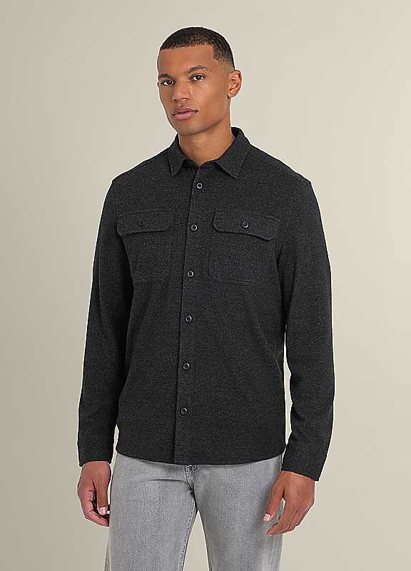 Larsson & Co Men's Charcoal Ribe - Jersey Casual Overshirt In | Size: Xl - Image 3