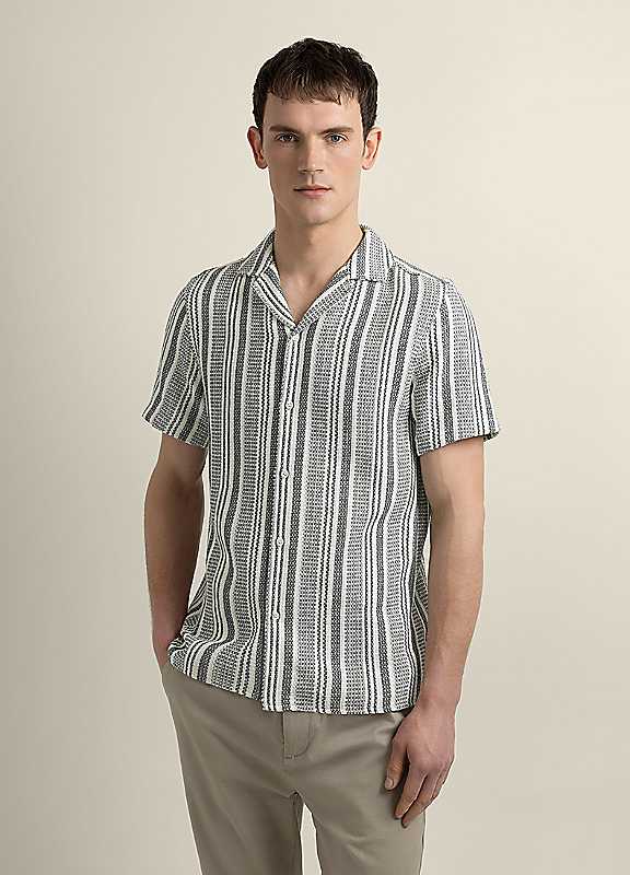 Larsson & Co Grey Olsen - Waffle Stripe Short Sleeve Shirt - Xl - Image 4