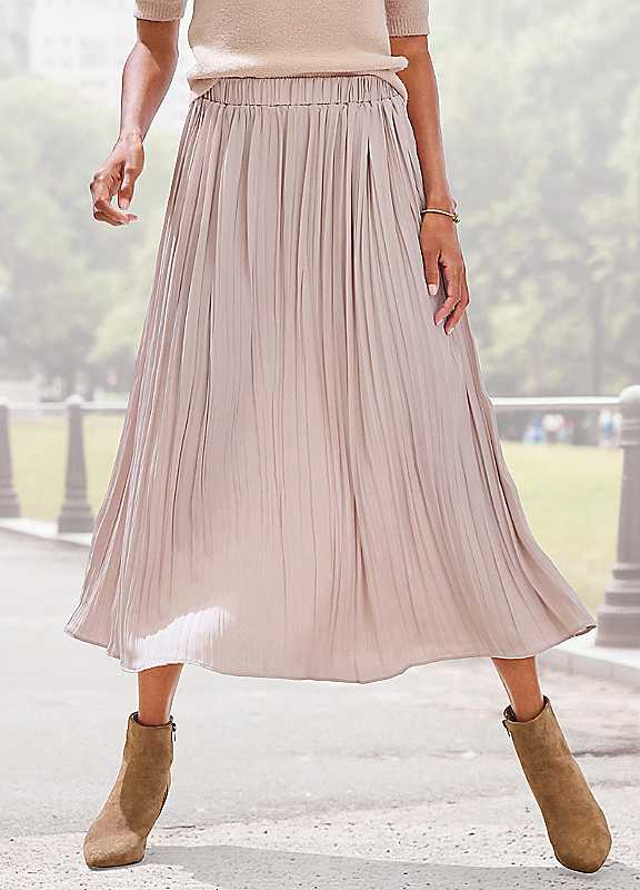 Lascana Champagne Elasticated Waist Midi Skirt