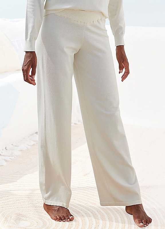 Lascana Cream Knitted Trousers 14/16