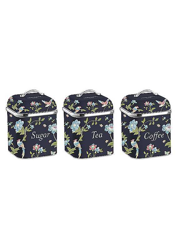 Laura Ashley Navy Floral 3 Piece Kitchen Canister Set - Image 7