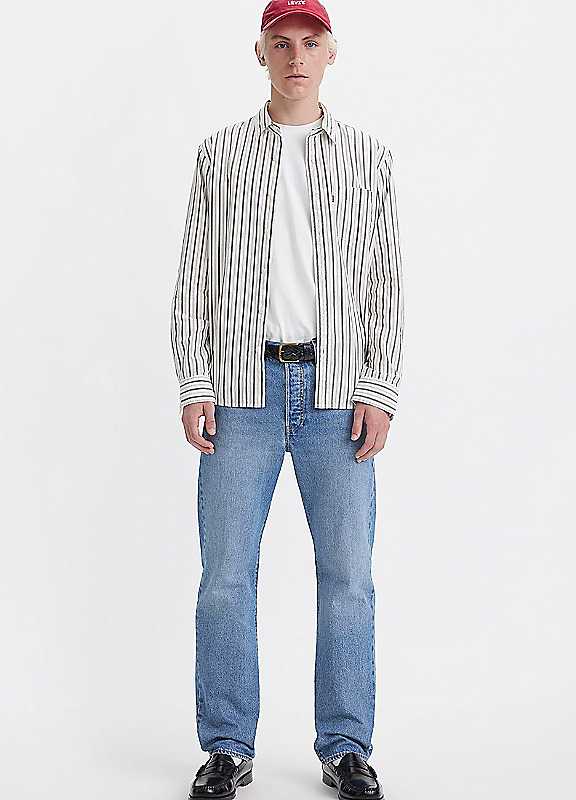 Levi's Blue Washed 501 Straight Jeans