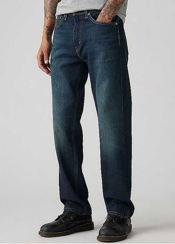 Levi's 505 Regular Fit Jeans, Dark Blue, Size 32, Inside Leg Regular, Men - Image 3