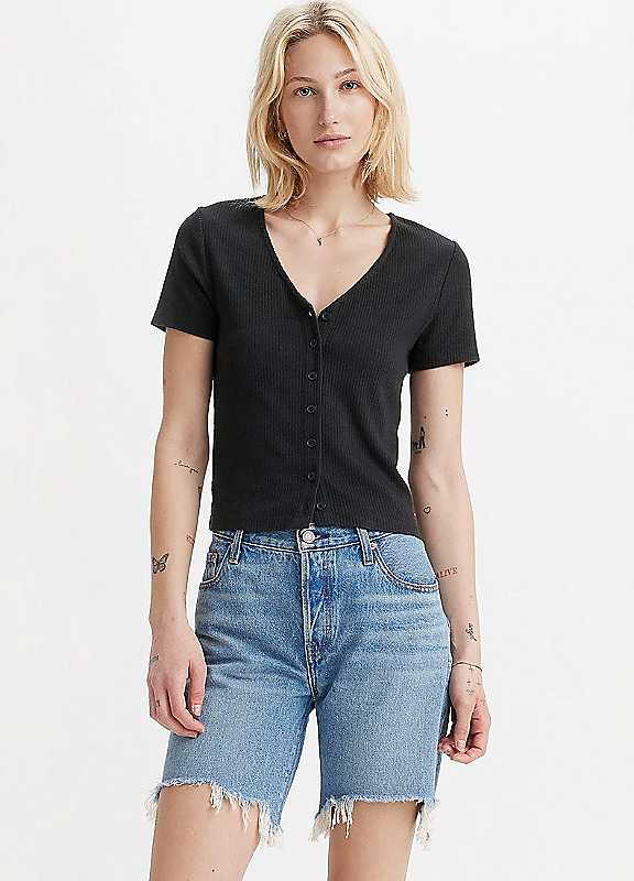 Levis Women's Short Sleeve Striped T-Shirt - Caviar - 10 (S) - Image 4