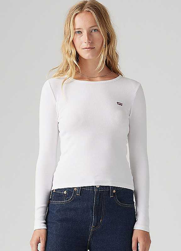 Levi's White Crew Neck Long Sleeve Top