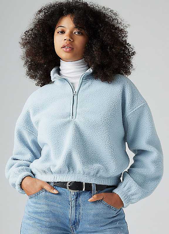 Levi's Niagara Mist Delta Quarter Zip Sweatshirt Medium
