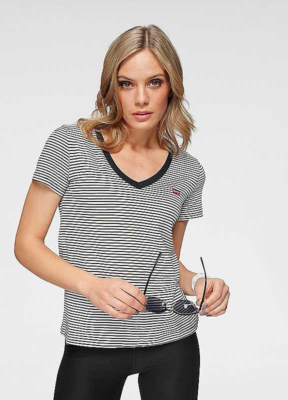 Levi's Black / White Perfect Vneck Top Extra Small