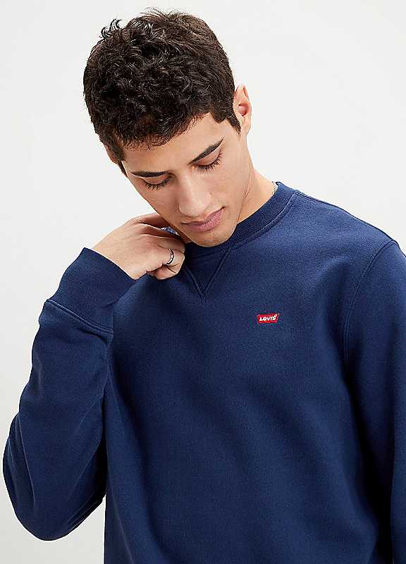 Levis Men' Blue New Original Crew Neck Sweater in Size S, Sports Direct - Image 5