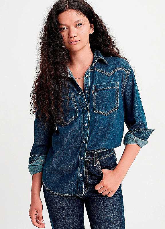 Levi's Dark Blue Teodora Western Denim Blouse Small