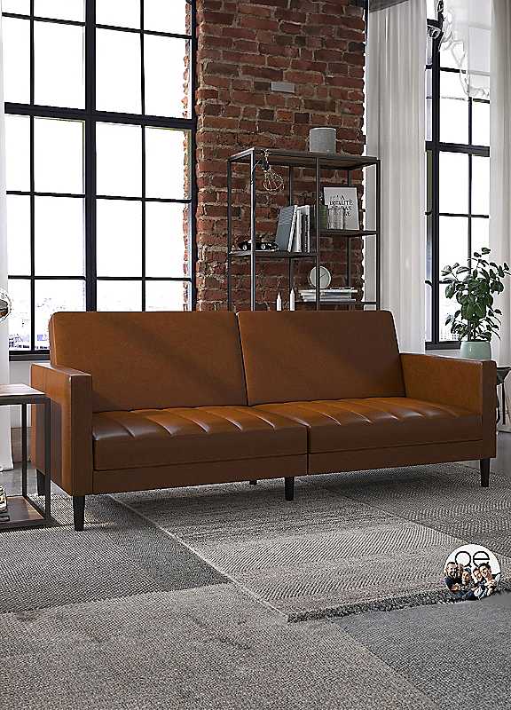 Freemans Camel Liam Faux Leather Futon Size 40