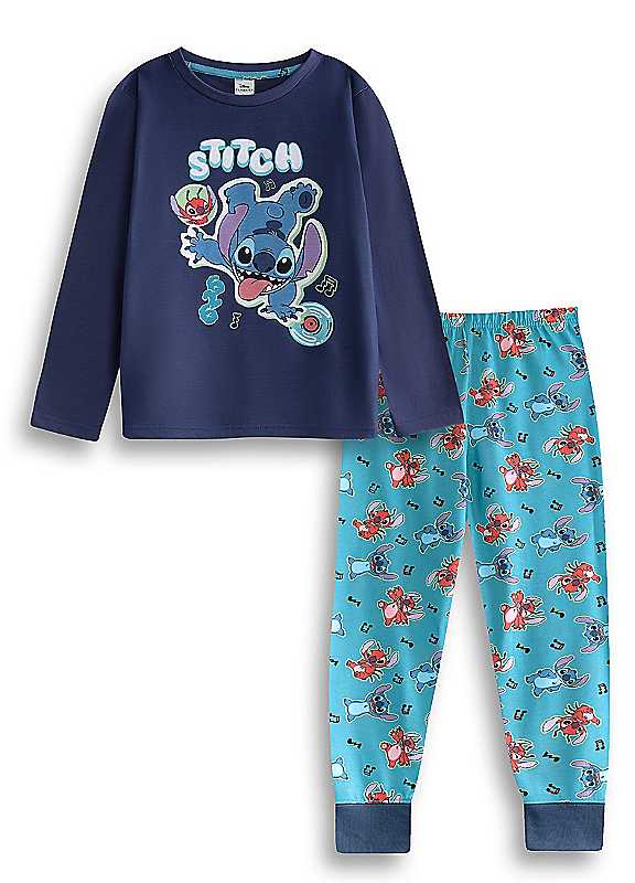 Lilo & Stitch Boys Navy Lilo Stitch Blue Long Sleeve Long Leg Pyjama Set