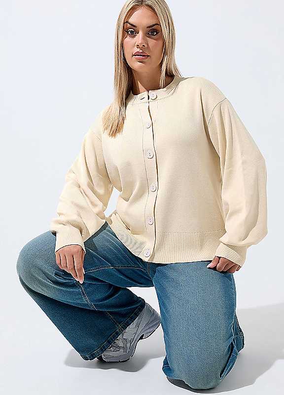 Yours Women's Cream Balloon Sleeve Cardigan In Size 10-12 - Image 2