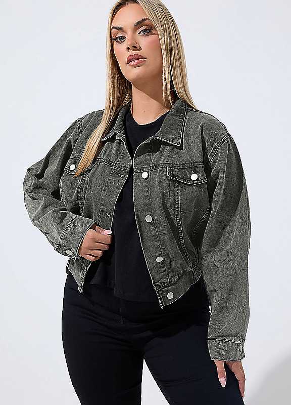 Yours Women's Dark Grey Denim Jacket In Size 14 - Image 6