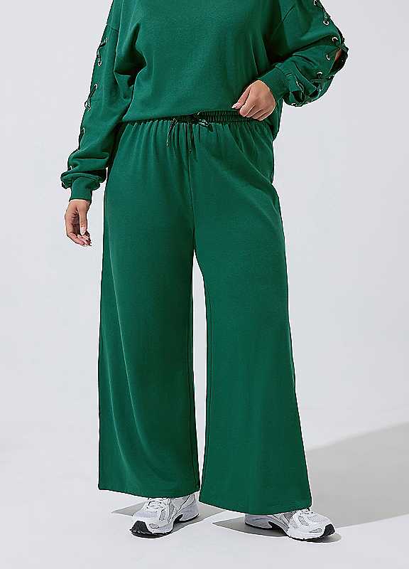 Yours Women's Green Eyelet Drawstring Joggers In | : 22/24 - Image 3