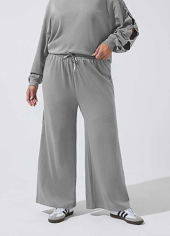Yours Women's Grey Eyelet Drawstring Joggers In Size 20 - Image 2