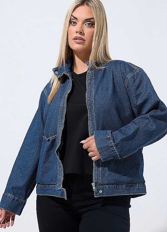 Yours Women's Indigo Funnel Neck Denim Jacket | Size: 16 - Image 6