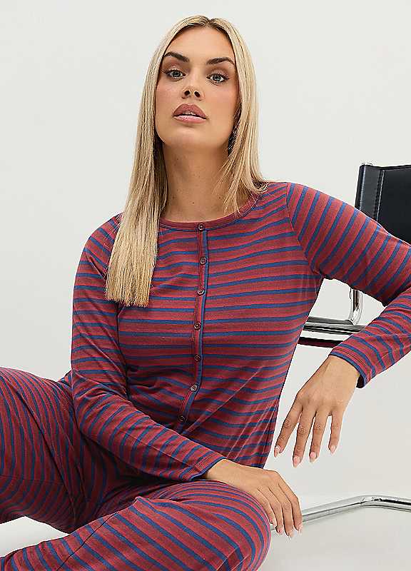 Yours Women's Red Stripe Button-Up Top In | : Size 14 - Image 6