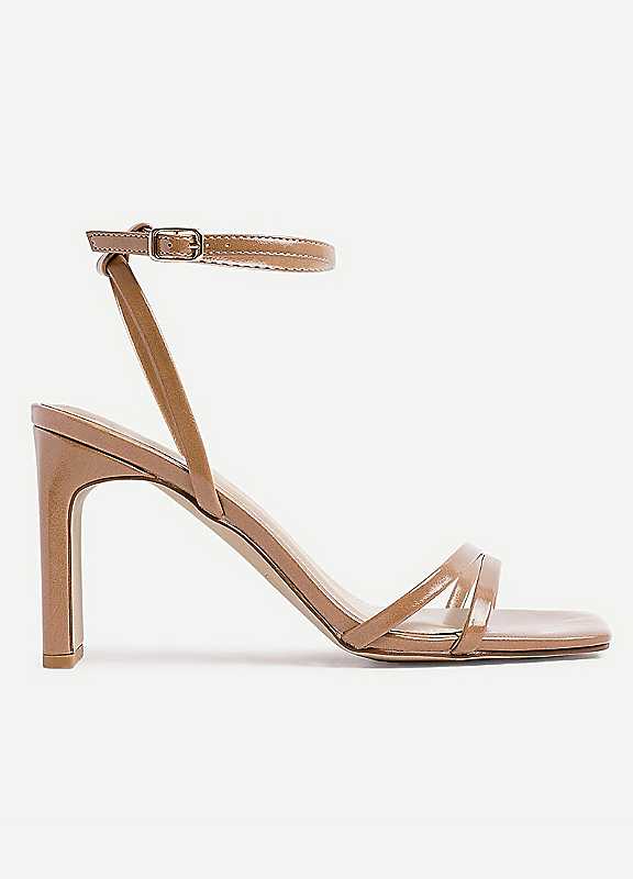 Linzi Tan Gesture Faux Leather Heeled Sandals