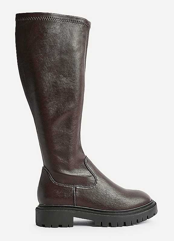 Linzi Women's Black Hallie Brown Faux Leather Long Boots In | : 3/Standard Fit - Image 2