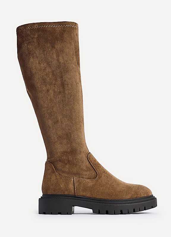 Linzi Women's Hallie Tan Faux Suede Long Boots | Size: 5-Standard Fit - Image 2