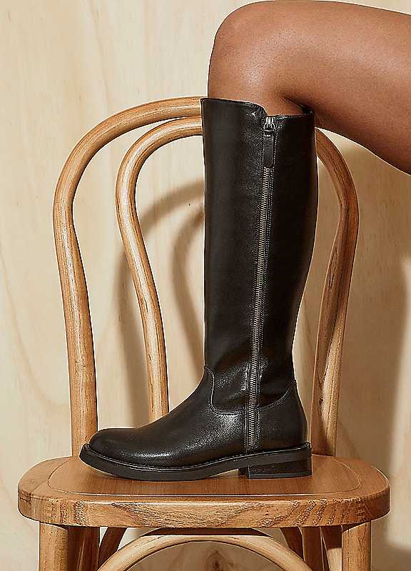 Linzi Women's Roam Black Faux Leather High Leg Boot | Size: 6-Standard Fit - Image 2