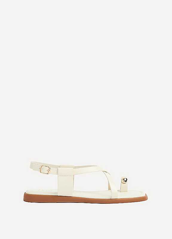 Linzi Ivory Salma Cream Gold Flat Sandals