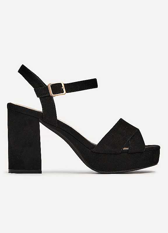 Linzi Black Verony Suede Platform Block Heels
