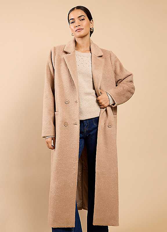 Little Mistress Women's Oatmeal Coat in Beige | Size: Large - Image 6