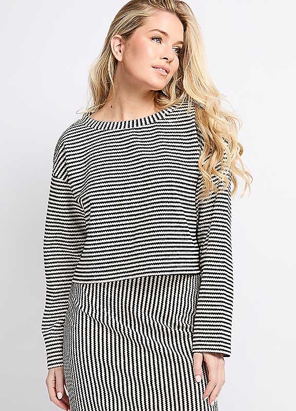 Little Mistress Mono Stripe Top By Vogue Williams Medium