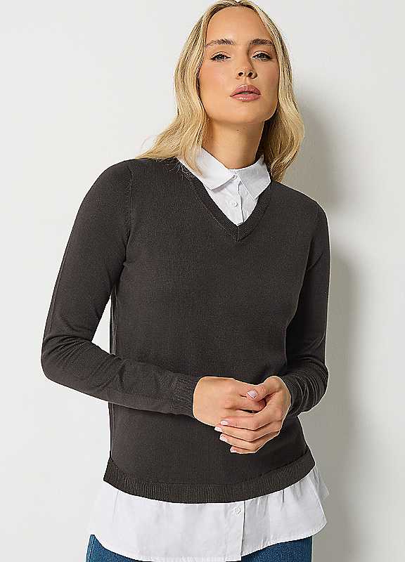 Long Tall Sally Women's Brown Tall 2-In-1 Jumper In | Size: 18/20 - Image 3