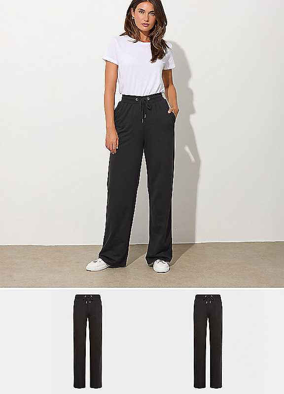 Long Tall Sally Women's Black Tall 2 Pack Basic Wide Leg Joggers In | : Size 18 - Image 2