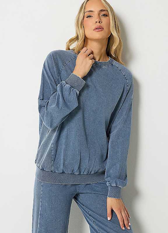 Long Tall Sally Women's Tall Acid Wash Sweatshirt in Blue | Size: 20 - Image 4