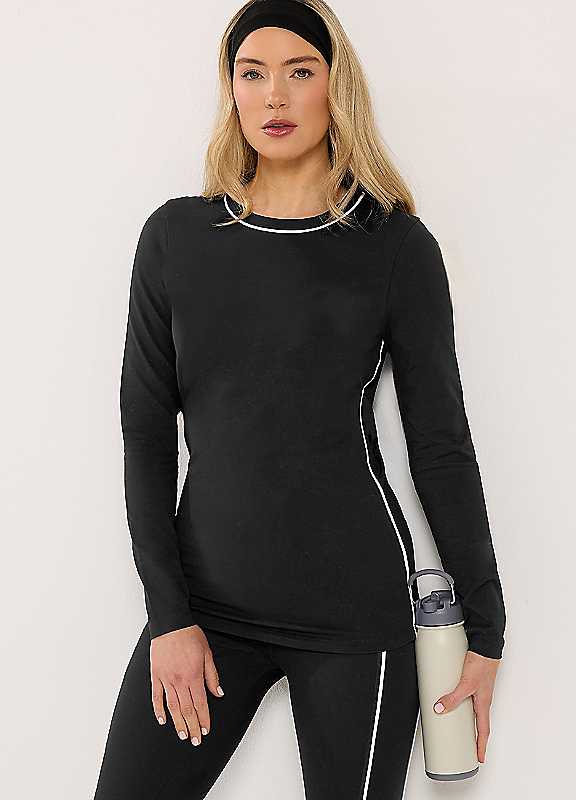 Lts Women's Black Tall Active Piped Long Sleeve Top Size 22-24 - Image 3
