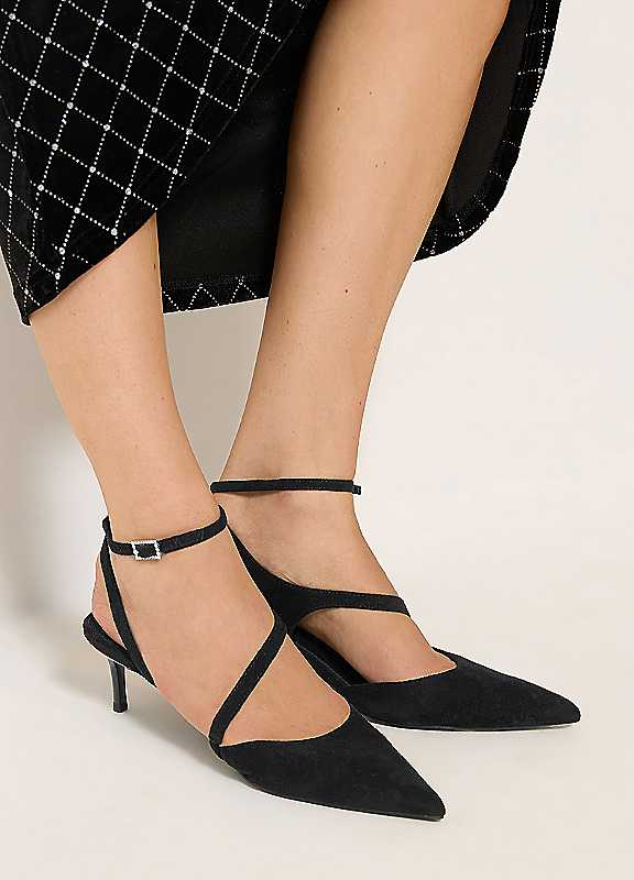 Long Tall Sally Women's Black Asymmetric Kitten Heels In Standard Fit In | : Size 9 - Image 2