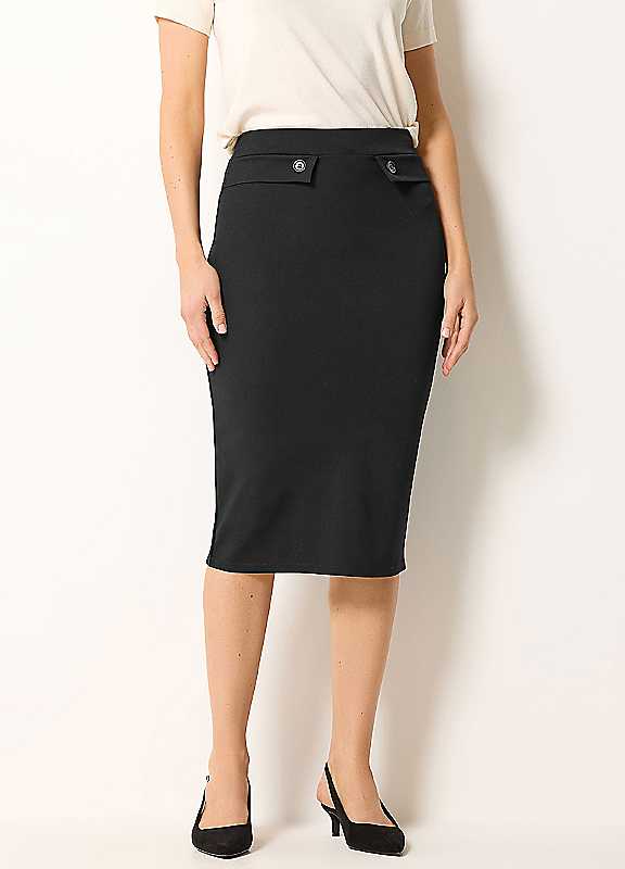 Long Tall Sally Women's Black Tall Button Detail Midi Skirt In | : Size 10 - Image 2