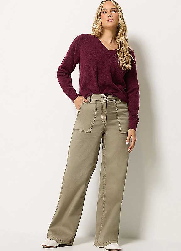 Long Tall Sally Women's Tall Cargo Wide Leg Trousers in Light Brown | Size: 24XL - Image 2