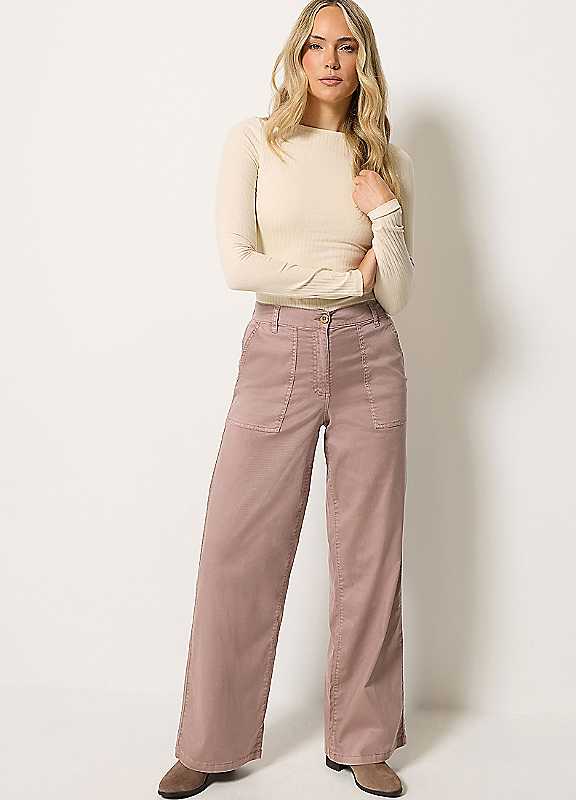 Long Tall Sally Women's Pink Cargo Wide Leg Trousers