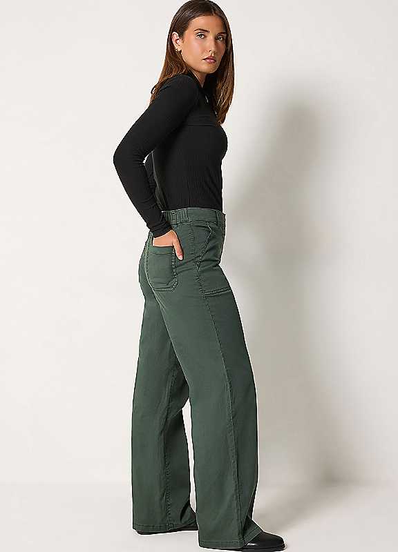 Long Tall Sally Women's Green Cargo Wide Leg Trousers