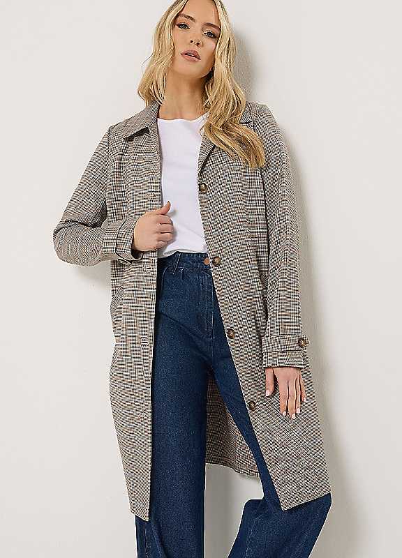 Long Tall Sally Women's Light Brown Tall Check Car Coat In | : Size 18 - Image 3