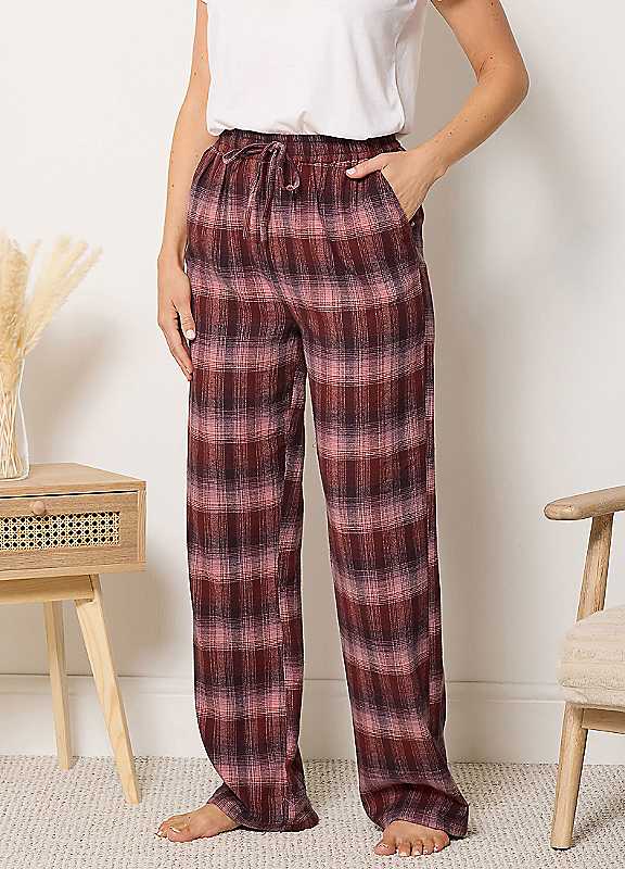 Long Tall Sally Women's Pink Tall Cotton Wide Leg Pyjama Bottoms In Size 14-16 - Image 2